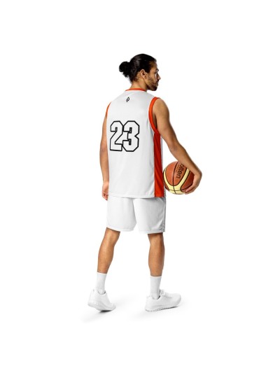 AirDunk white & orange unisex basketball jersey